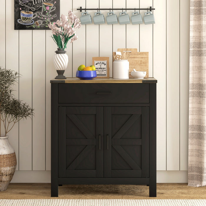 HOMCOM Buffet avec 1 tiroir, 1 armoire de rangement, Noir
