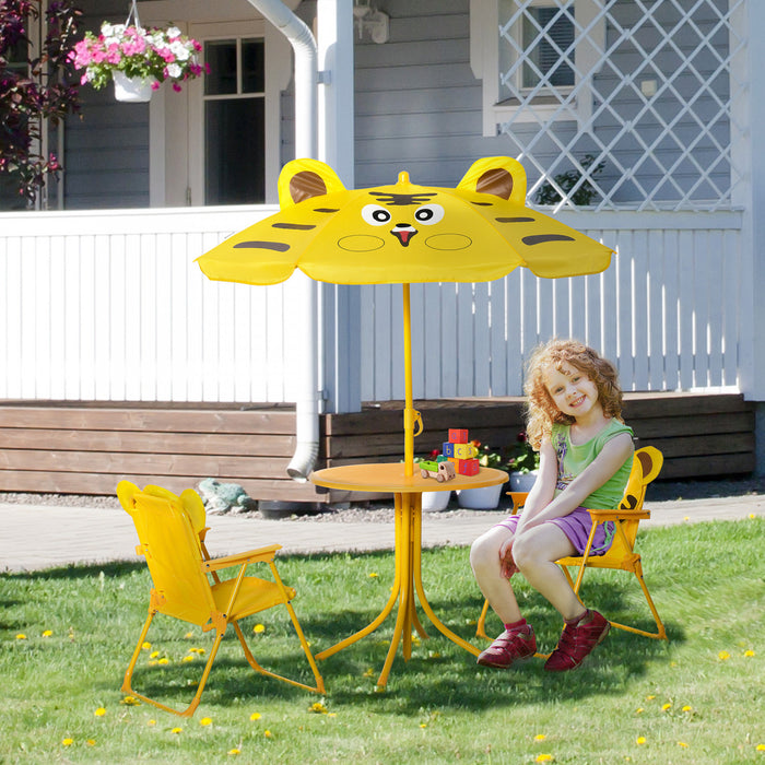 Outsunny Table de Pliage Pique-Nique Enfants avec Chaise et Parapluie Jaune
