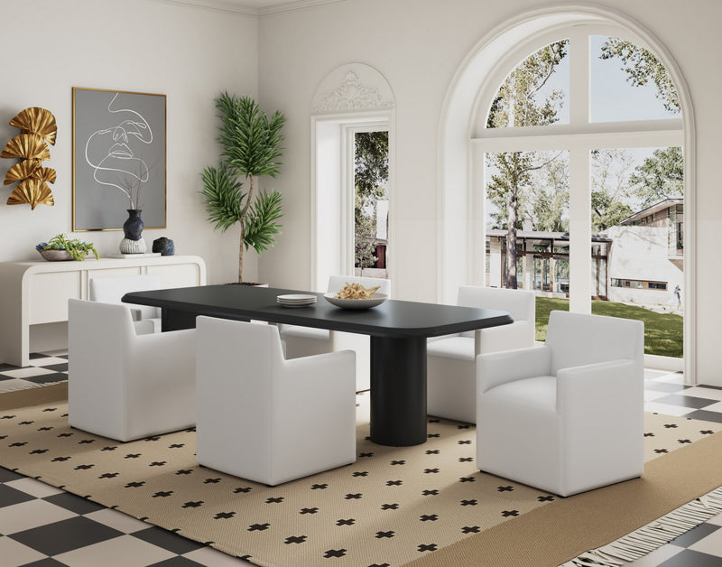 Fauteuil moderne en cuir vegetalien blanc Anna Square - Lot de 2