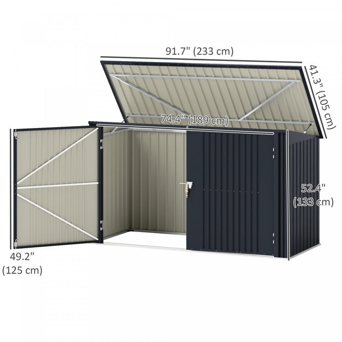 Outsunny Remise A Poubelle Avec Portes Verrouillables, Couvercle Ouvrable