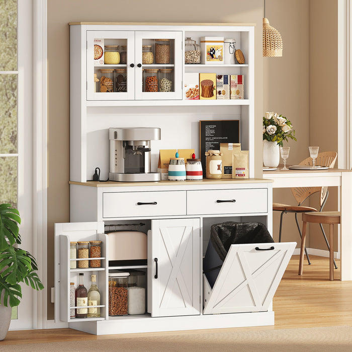 HOMCOM Armoire de cuisine 69\" avec station de charge, Blanc