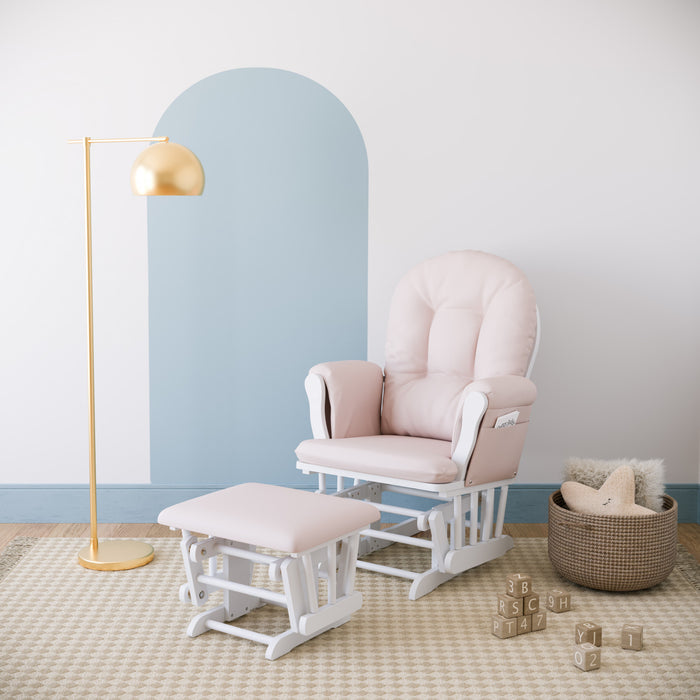 Storkcraft Hoop Fauteuil bercant et pouf - Blanc avec pink