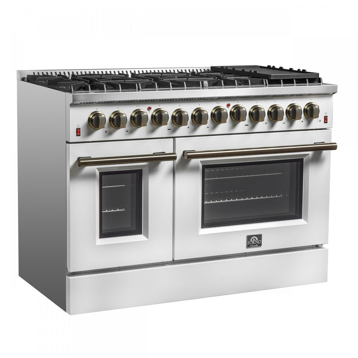 Cuisiniere a double combustible Galiano 48 po, blanche, 6,58 pi³ double four - FFSGS6156-48WHT