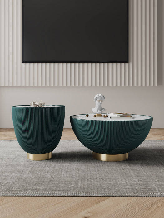 Ensemble de 2 tables Anderson Modern : table basse et table d’appoint en vert