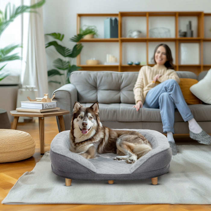 Canape-lit PawHut pour chien de grande taille, canape pour chat avec tissu en velours doux