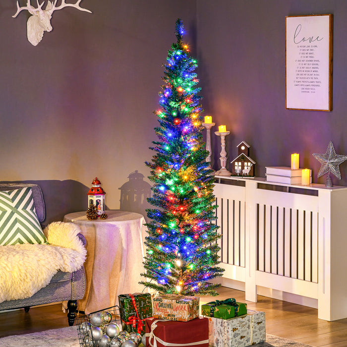 Homcom Arbre De Noel Artificiel De 6 Pi Avec Lumieres Led Colorees