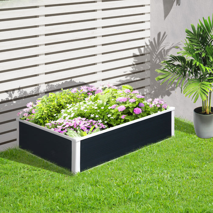 Outsunny - Jardiniere Surelevee De 47.2\" L X 35.4\" L X 11.8\" H, Bac A Plantes, Jardiniere Hors Sol Pour Fleurs, Herbes, Legumes, Gris Fonce.