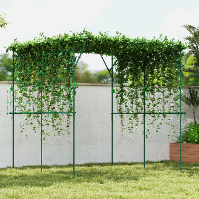 Outsunny Treillis en Arche de Jardin, Support Grimpant de 7,3 Pieds, Vert