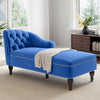 Serena Velvet Chaise Lounge with Button Tufting and Nailhead Trim, Blue | Serena Chaise Longue en Velours a Capitonnage Boutonne et Clous Decoratifs, Bleu
