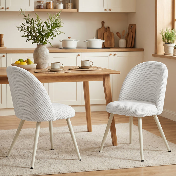 HOMCOM Lot de 2 chaises de salle a manger en velours, blanches