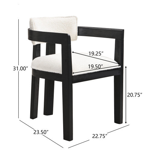 Evelyn Ensemble de 2 chaises de salle a manger en bois de caoutchouc avec accoudoirs et assise rembourree, noir