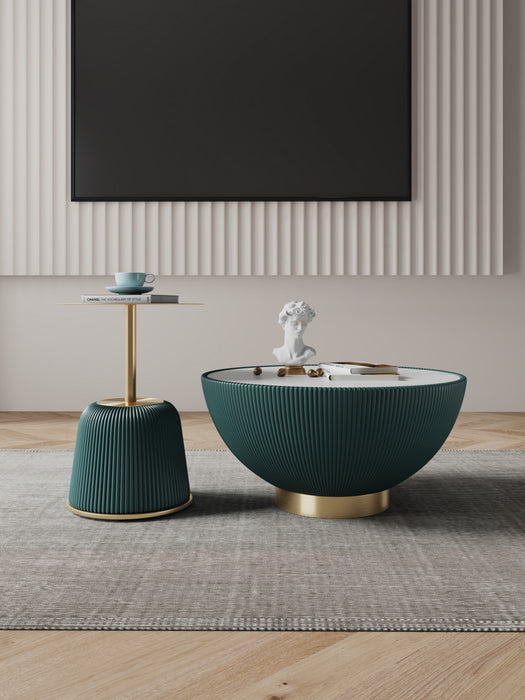 Ensemble de 2 tables Anderson Modern : table basse et table d’appoint en vert