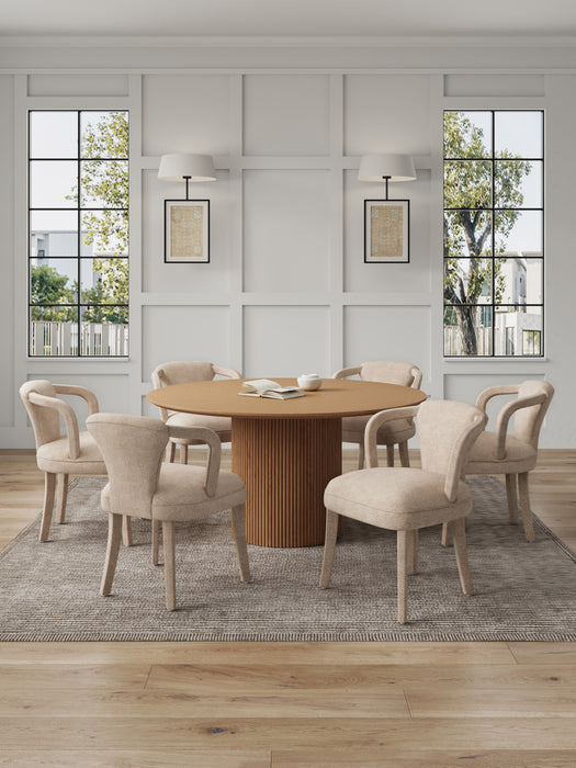 Ensemble de salle a manger moderne industriel chic Hathaway et Palmer 7 pieces en ivoire et naturel
