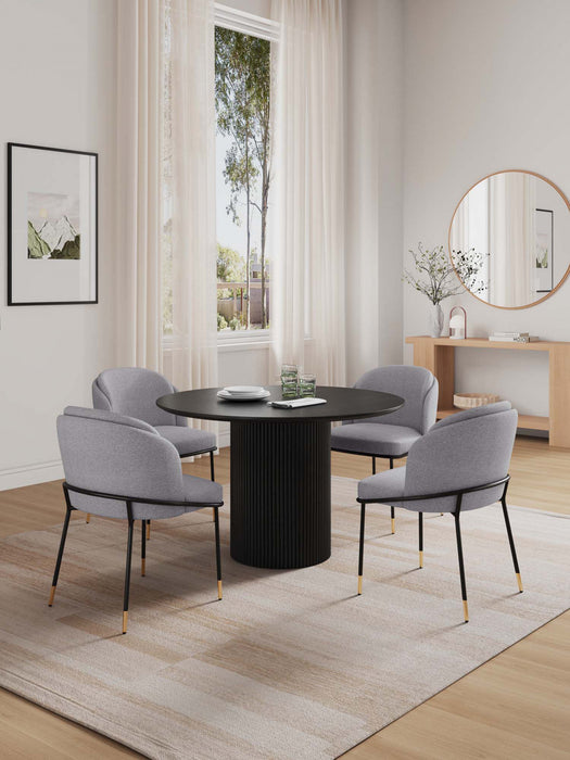 Ensemble de salle a manger moderne industriel chic Flor et Hathaway 5 pieces en gris et noir