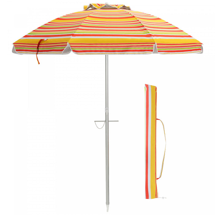 Costway Parasol de plage pour patio de 6,5 pieds, protection solaire, inclinaison, sac de transport