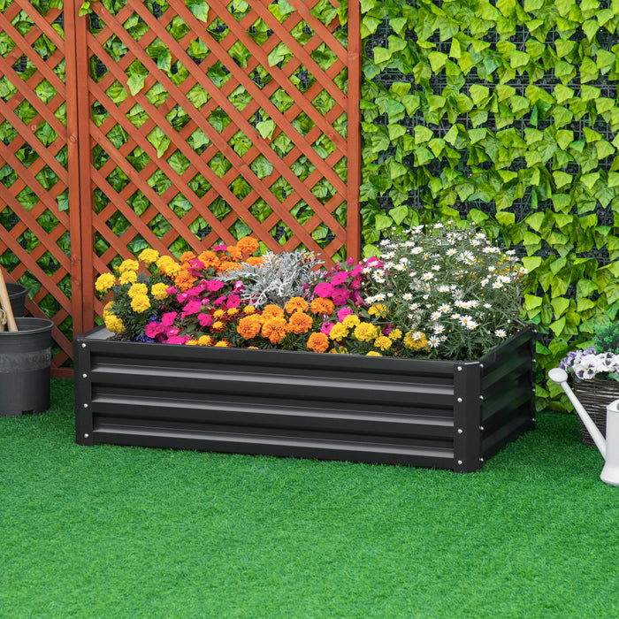 Outsunny Parterre De Fleur Rectangulaire Potager De Jardin Jardinieres Bac A Fleurs Panneaux Modulables En Acier Dim. 47.25\"l X 23.5\"l X 12\"h Gris