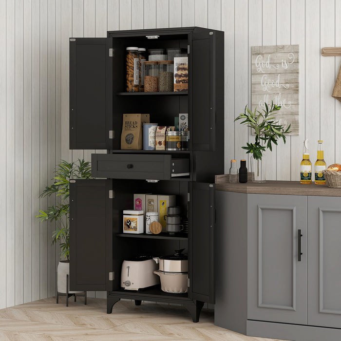 HOMCOM Armoire de rangement de cuisine 67\" avec portes et etageres, noir