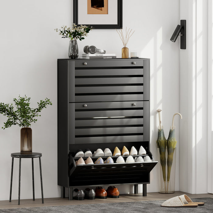 HOMCOM Meuble a Chaussures avec Etageres Reglables, Noir