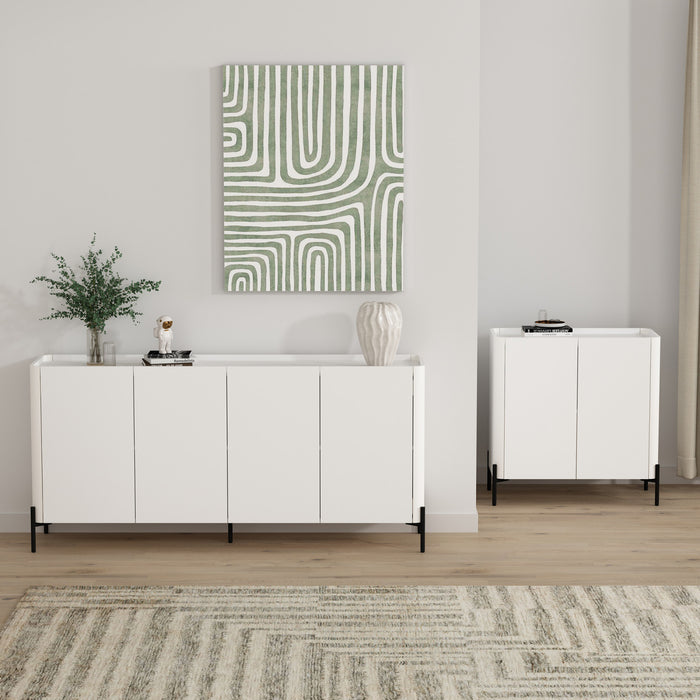 Buffet et meuble d’appoint Abbey Modern 2 pieces en blanc