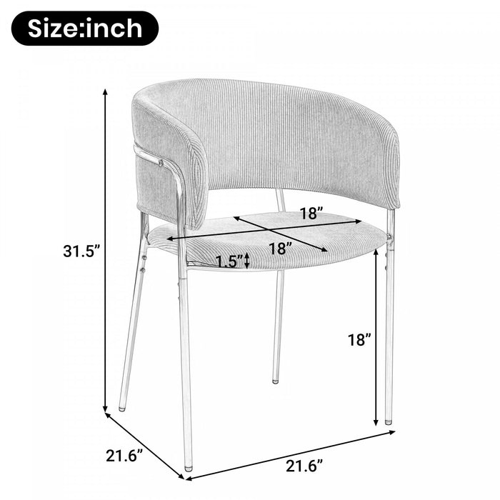 Ethan Ensemble de 6 chaises d’appoint modernes avec assise en velours cotele, pieds inclines et pieds reglables, gris