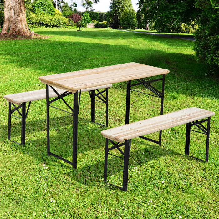Outsunny 3 Pieces Table De Pique-et Banc Ensemble