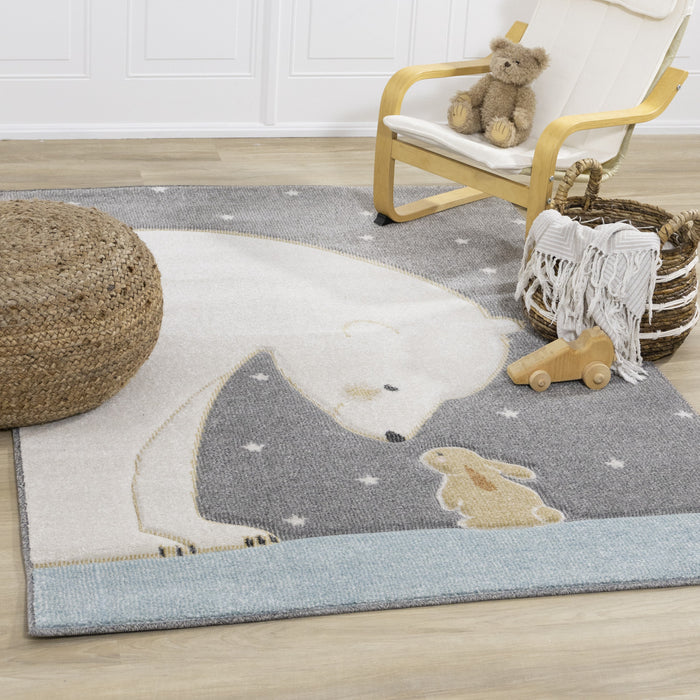 Tapis Kids toucher doux enfant ourson lapin, 3'11\" x 5'7\"