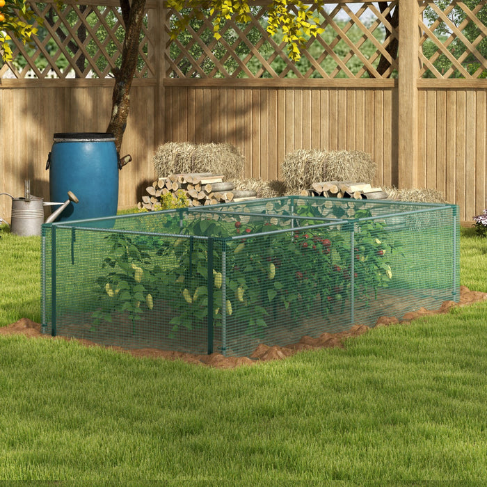 Outsunny Cage de Culture 2,4 m x 1,2 m, Protection pour Plantes avec Porte Zippee Enroulable