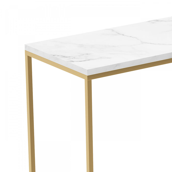Console moderne de 31 po - marbre avec métal doré