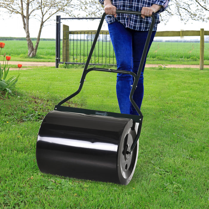 Outsunny Lawn Roller Push Tow Eau Sable Rempli 60L Equipement Manuel Push