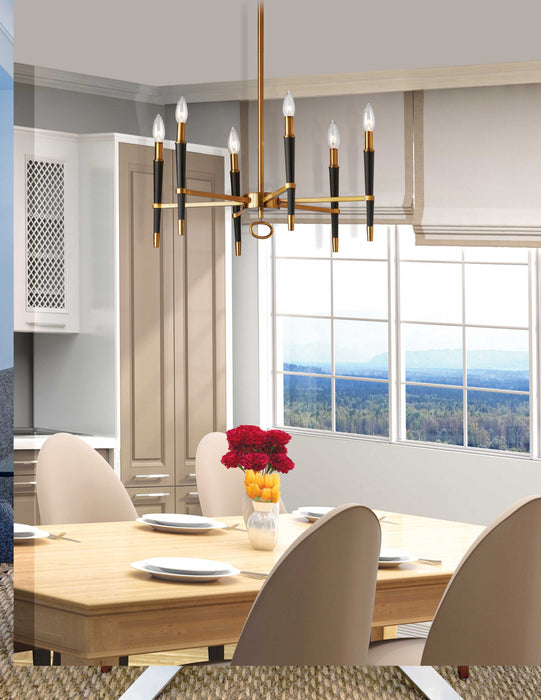 Lustre Langford de Dainolite avec fini bronze rétro et 6 ampoules