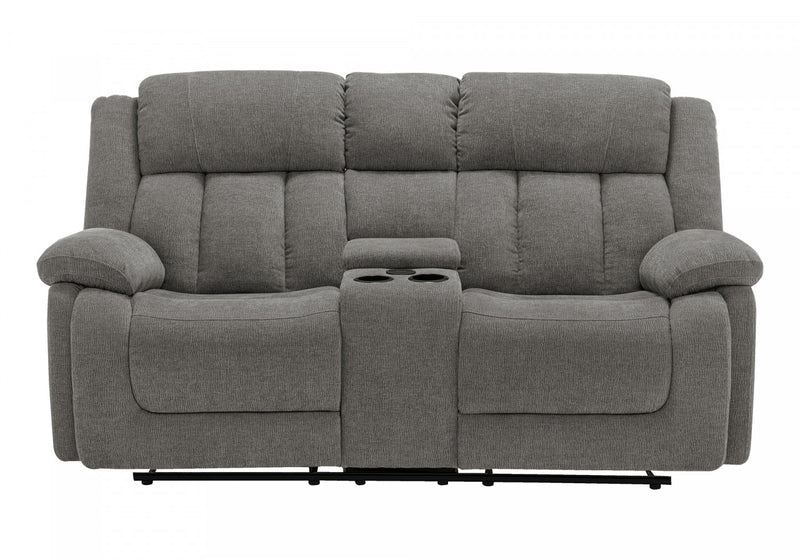 Causeuse Rembourre 2 Places Inclinable Electrique, 63\"L, Tissu Gris Clair, Transitionnel