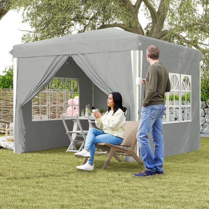 Outsunny Tente Escamotable 10' X 10' Avec Sac De Transport, Gris Clair