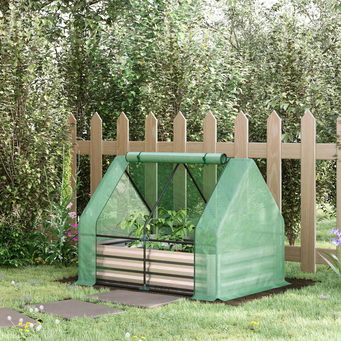 Outsunny Lit De Jardin Sureleve Avec Serre, Jardiniere D'exterieur En Acier Avec Couvercle En Plastique, Fenetre Enroulable, Double Usage Pour Fleurs, Legumes, Fruits Et Herbes