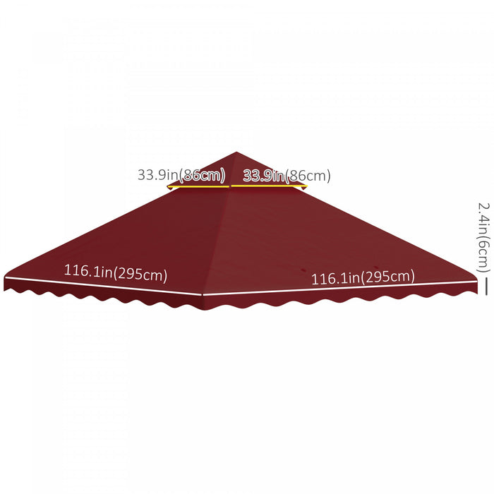 Outsunny Auvent De Remplacement Pour Tonnelle 10' X 10', 2 Niveaux, Rouge