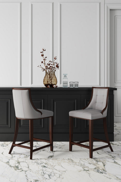 Tabouret de comptoir traditionnel en bois Fifth Avenue avec assise rembourree, gris clair - Lot de 3