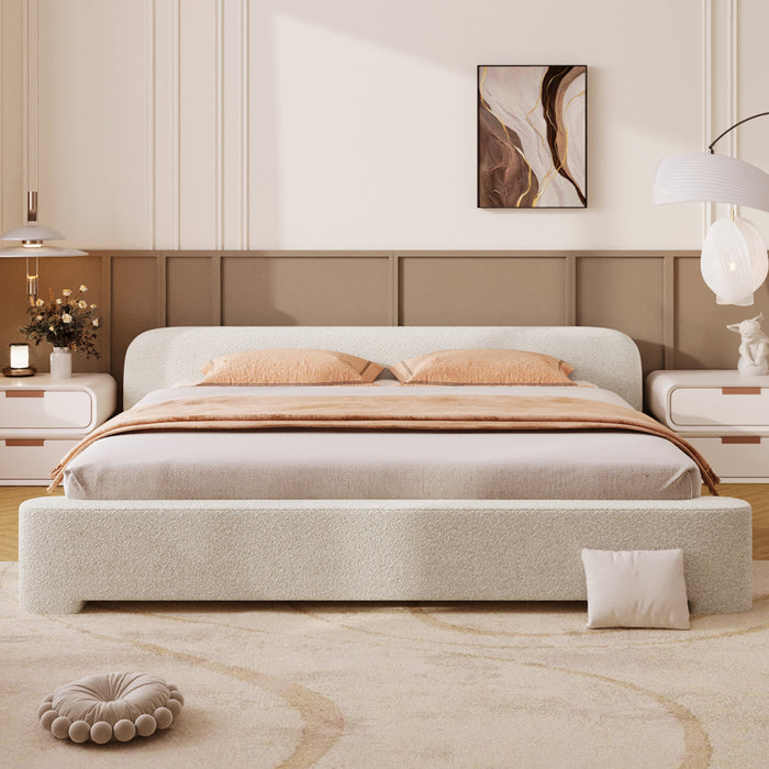 Joyce Lit confortable et elegant avec revetement pour chambre, Taille King, Blanc