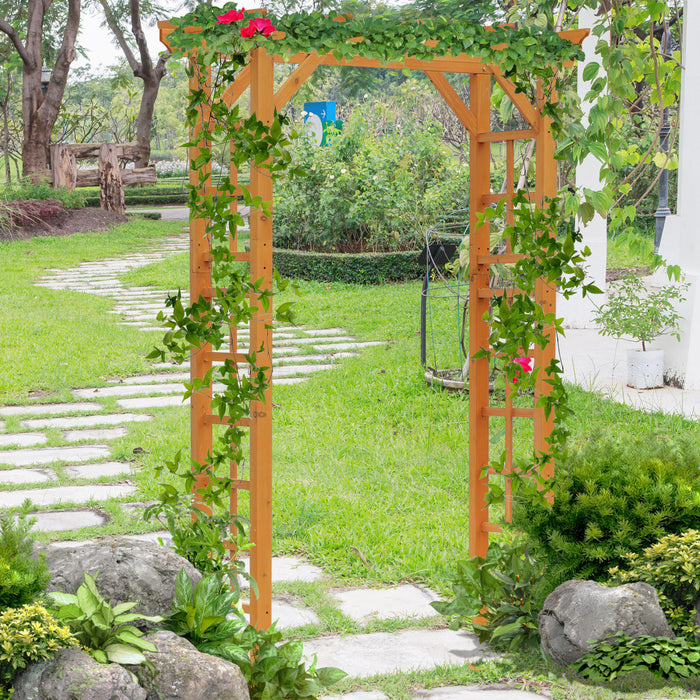 Outsunny Arbre De Jardin En Bois De 85\", Treillis D'arche De Jardin Exterieur, Orange