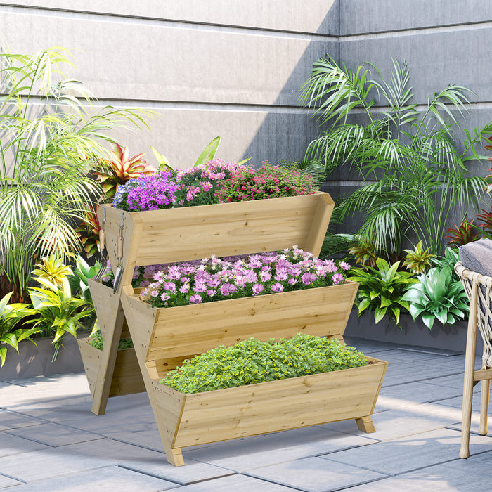Outsunny Lit De Jardin Sureleve, Support De Jardiniere Autoportant Avec 5 Boites De Plantation Et 4 Crochets, Ideal Pour Les Herbes, Les Fleurs Dans Le Patio, Le Balcon, L'interieur Et L'exterieur