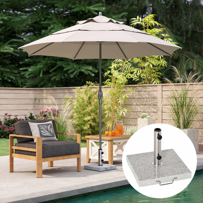 Outsunny Base Carree en Marbre pour Parapluie 55 lbs avec Roues, Gris