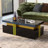 Noah Modern Coffee Table with Marble Pattern Top and Storage Drawers,Black | Noah table basse moderne – table avec plateau a motif marbre et tiroirs de rangement, noir
