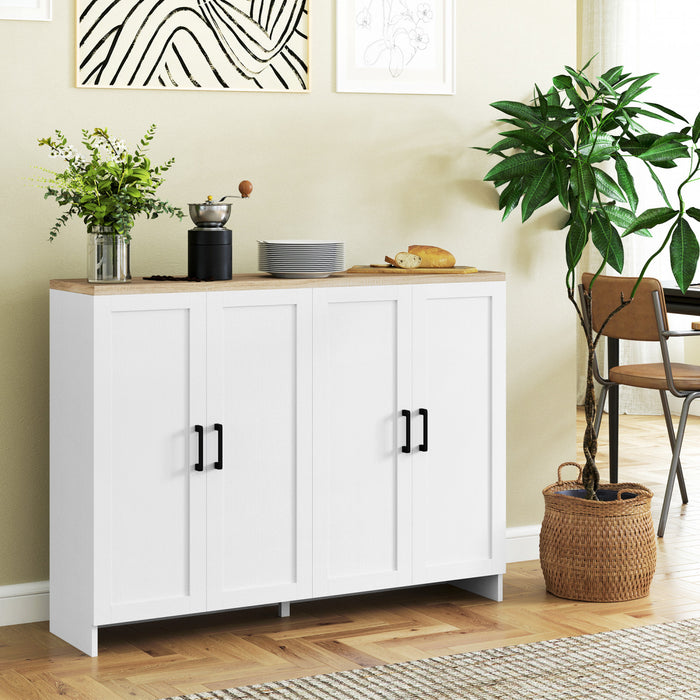 HOMCOM Armoire buffet moderne avec etageres reglables, blanc