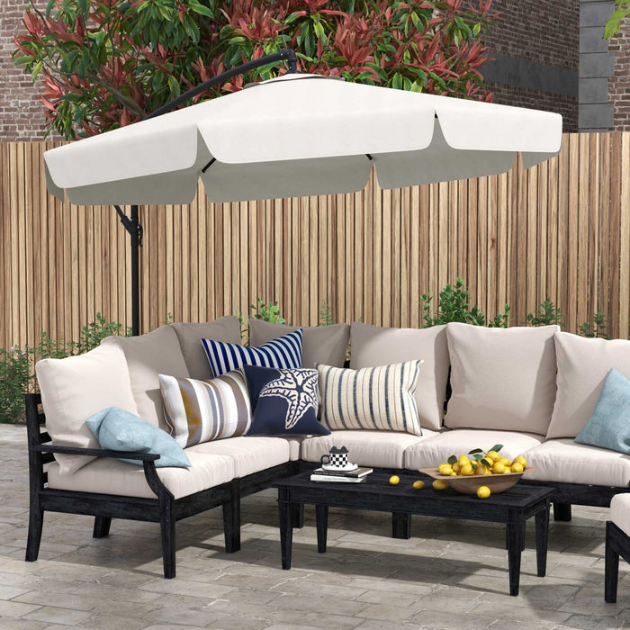 Outsunny Parasol De Terrasse 11pi Suspendu Base Croisee Et 8 Baleines Creme