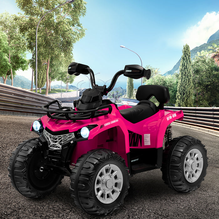Costway 12v Enfants Rouler Sur Atv Electrique 4 Roues Quad 2 Vitesses W / Mp3 & Phares Rose