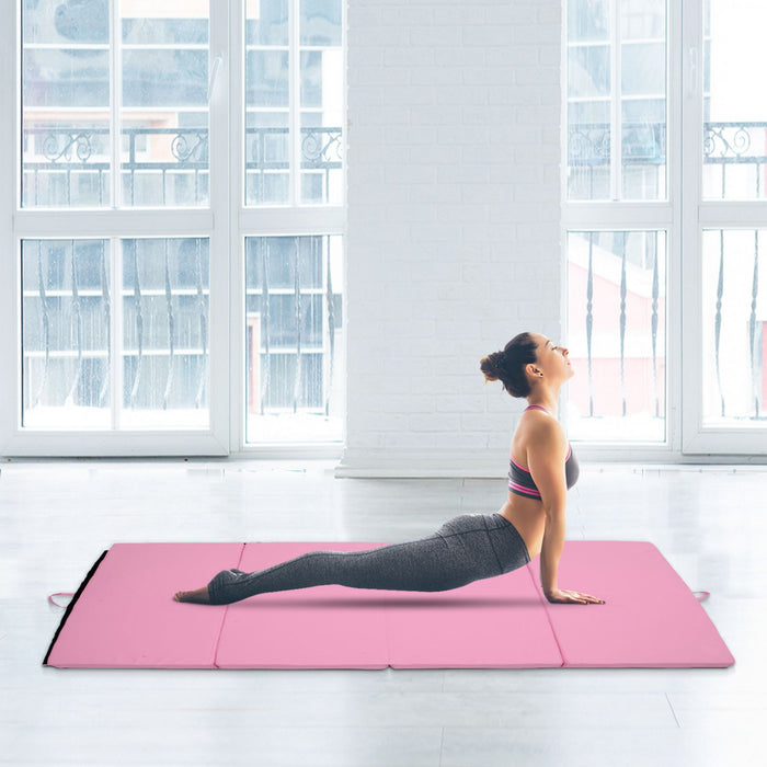 Soozier Tapis De Gymnastique Pliable 10,2 X 15,2 X 5,1 Cm, Tapis D'exercice Avec Poignees De Transport Pour Yoga, Mma, Arts Martiaux, Etirements, Entrainements De Base, Rose