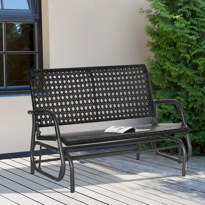 Banc Glissant En Osier Pour 2 Personnes Outsunny, Noir