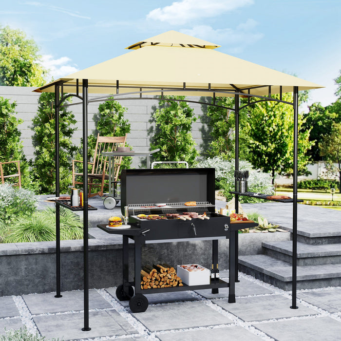 Outsunny Tonnelle De Barbecue A Deux Niveaux, 8' X 5', Beige