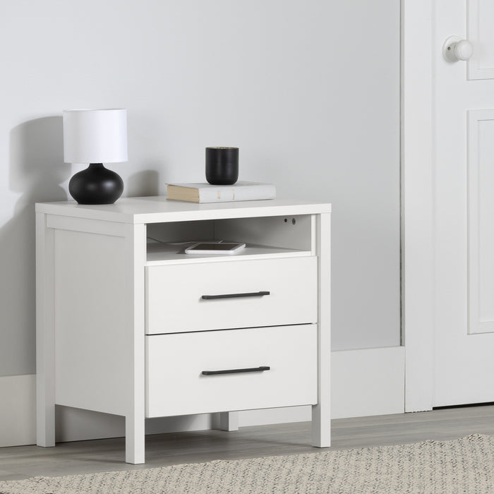 Gravity Table De Chevet 2 Tiroirs - Blanc Solide