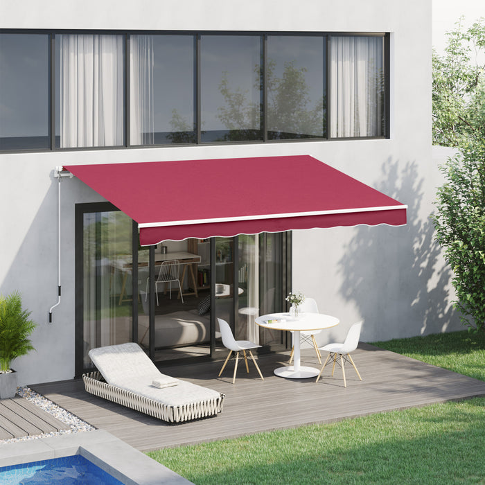 Store Banne Manuel Retractable Alu. Polyester Impermeabilise Haute Densite 4 X 2,5 M Bordeaux