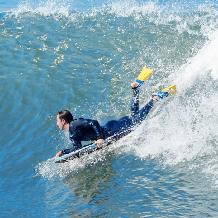 Costway 41\" Body Board Leger Avec Eps Core Xpe Deck Hdpe Fond Croissant Tail Bleu