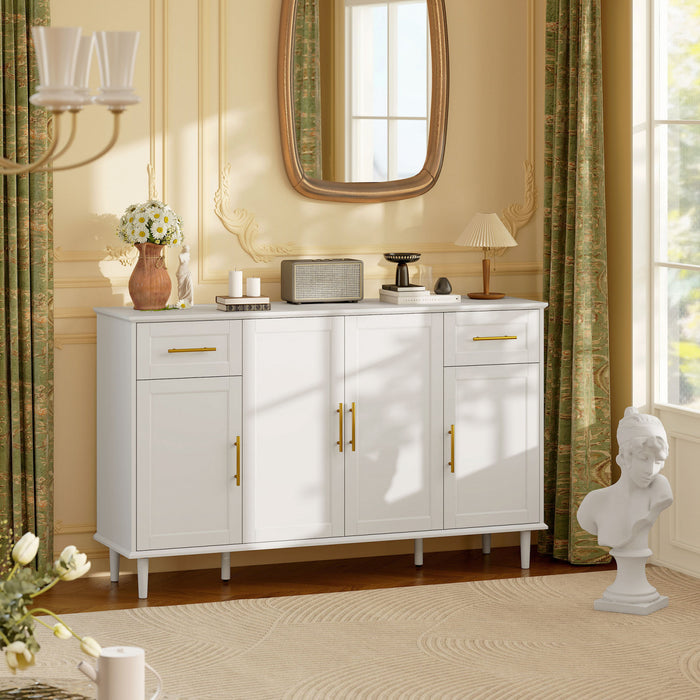 HOMCOM Buffet moderne 55\" avec portes a fermeture amortie, blanc